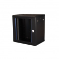 Шкаф 19" телекоммуникационный настенный, 12U 635x600х450 мм, дверь стекло, черный